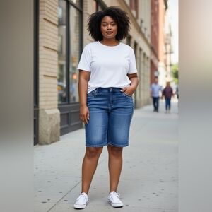 OSO Casual Stylish Blue Denim Shorts Plus Size Summer Jean